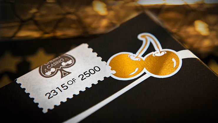 Limited Edition Cherry Casino (Monte Carlo Black and Gold) Numbered Seals Playing Cards