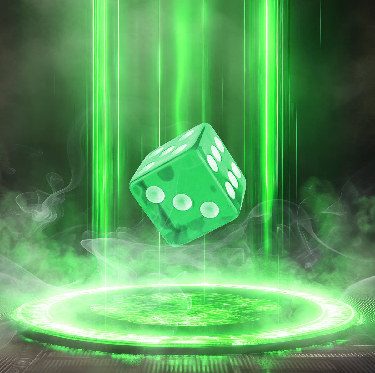 Green Acrylic Clear Square-Corner Dice (16mm)