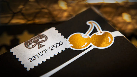 Limited Edition Cherry Casino (Monte Carlo Black and Gold) Numbered Seals Playing Cards